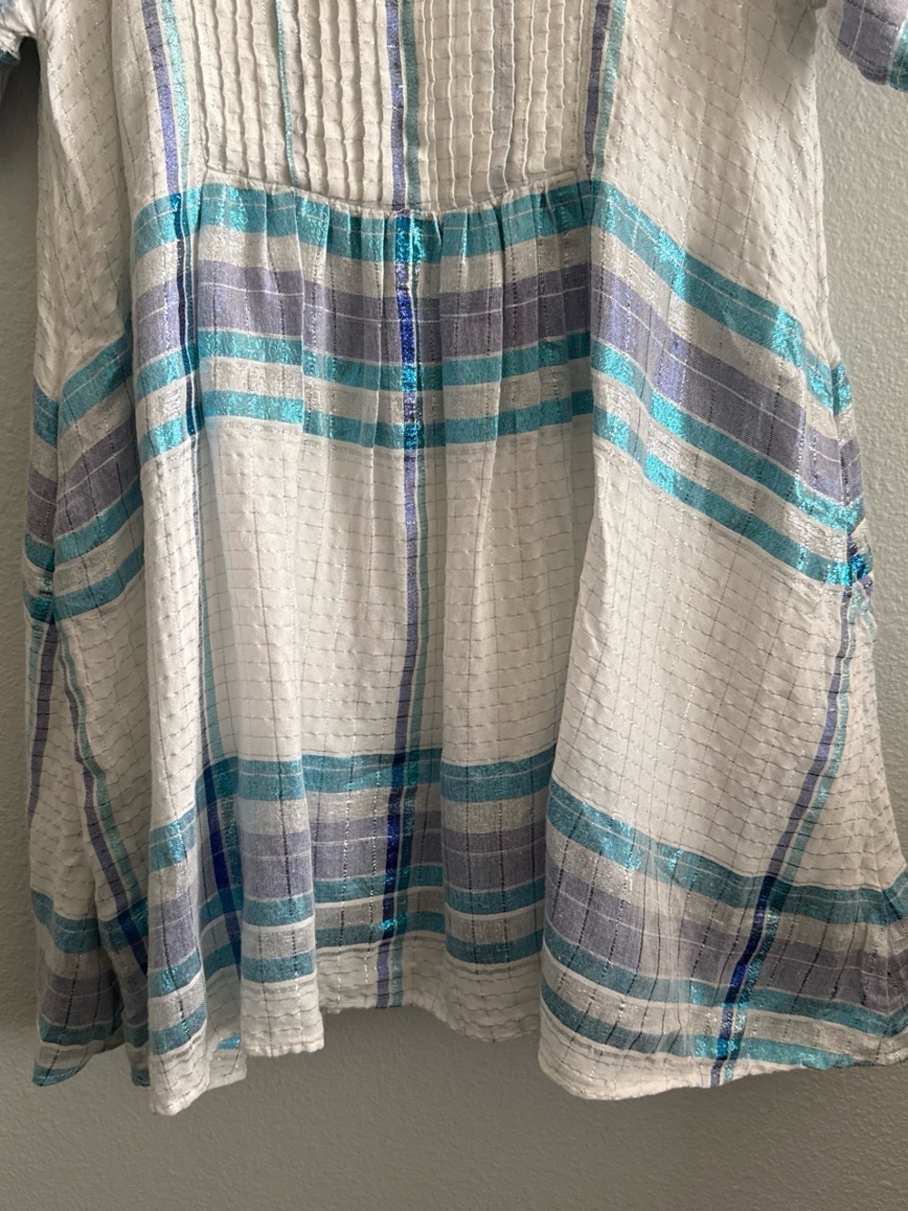 Free People Barcelona Plaid Mini Dress Women Metallic Shimmer Ivory XS - Picture 7 of 9